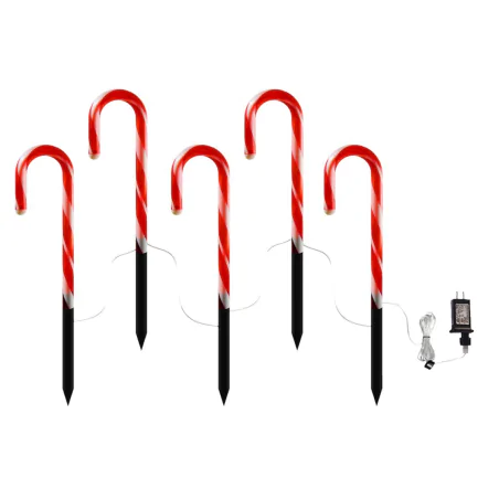 Dekoracje-swiateczne-led - łańcuch świąteczny na zewnątrz laski cukrowe 5szt girlanda wbijana ml2406 eko-light 