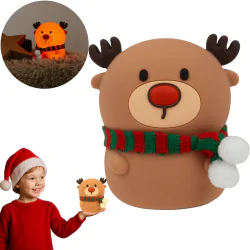 Oswietlenie-do-pokoju-dzieciecego - lampka nocna dziecięca miękka reniferek z szalikiem prezent na mikołaja mw61419 interblue