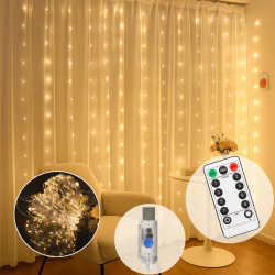 Dekoracje-swiateczne-led - kurtyna świetlna z ciepłym światłem na okno z pilotem dekoracja świąteczna 3m mery ekg2309 eko-light