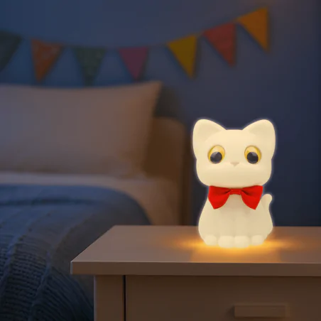 Oswietlenie-do-pokoju-dzieciecego - lampka nocna dziecięca kotek prezent dla niemowlaka miękki silikon mw61590 interblue 
