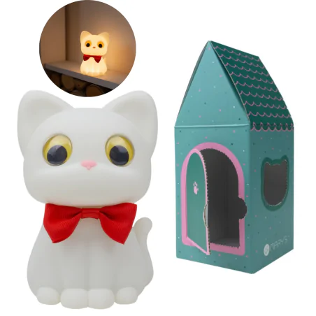 Oswietlenie-do-pokoju-dzieciecego - lampka nocna dziecięca kotek prezent dla niemowlaka miękki silikon mw61590 interblue 