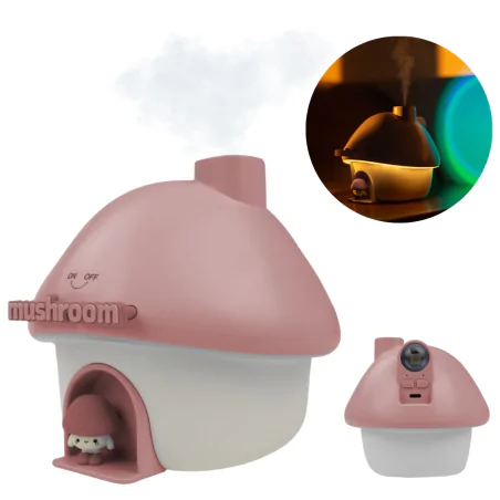 Dekoracje-swiateczne-led - nawilżacz powietrza z lampką led grzybek w kolorze różowym projektor prezent dla dziewczynki mw61496 interblue 
