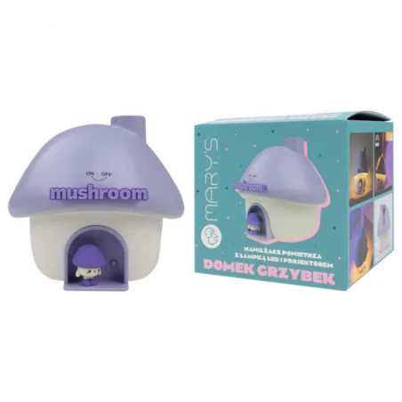 Nawilzacze-i-odswiezacze-powietrza - nawilżacz powietrza led fioletowy grzybek dyfuzor z lampką i projektorem dla dzieci mw61497 interblue 