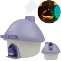 Nawilzacze-i-odswiezacze-powietrza - nawilżacz powietrza led fioletowy grzybek dyfuzor z lampką i projektorem dla dzieci mw61497 interblue