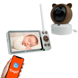 Lampki-nocne - niania elektroniczna kamera obrotowa w kształcie misia na prezent mw61499 interblue