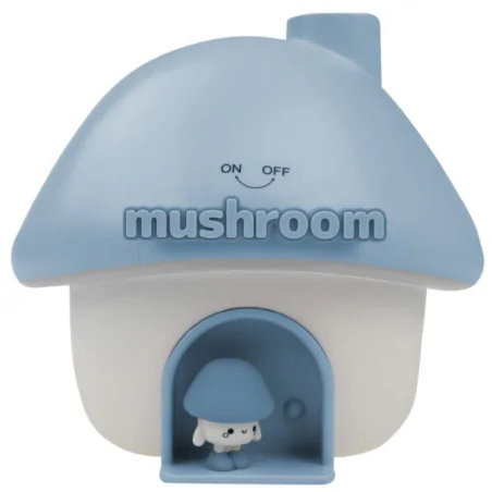 Nawilzacze-i-odswiezacze-powietrza - nawilżacz powietrza dla dzieci domek grzybek z lampką nocną i projektorem niebieski do pokoju chłopca mw61498 interblue 