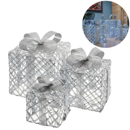 Dekoracje-swiateczne-led - dekoracja świąteczna 3 prezenty led srebrne z zimnym światłem dcfc10 emos 