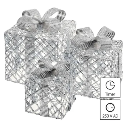 Dekoracje-swiateczne-led - dekoracja świąteczna 3 prezenty led srebrne z zimnym światłem dcfc10 emos 