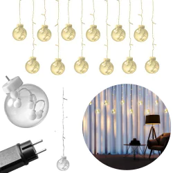 Oswietlenie-choinkowe - kurtyna świetlna led z ciepłym światłem wisząca dekoracja na okno wish balls 325143 polux/goldlux