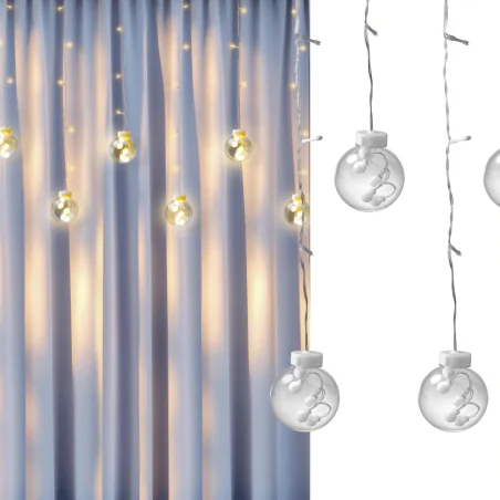 Oswietlenie-choinkowe - kurtyna świetlna led z ciepłym światłem wisząca dekoracja na okno wish balls 325143 polux/goldlux 