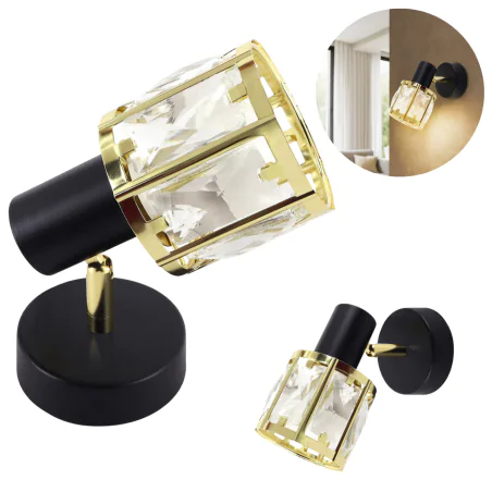 Kinkiety-do-salonu - oprawa ścienno-sufitowa kinkiet czarno-złoty na żarówkę e14 dunbar 04900 ideus 