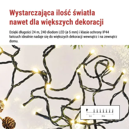 Oswietlenie-choinkowe - światełka choinkowe z ciepłym światłem 24m lampki na choinkę z timerem na zewnątrz ip44 classic d4aw25 emos 
