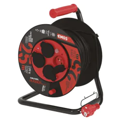 Przedluzacze-bebnowe - przedłużacz zwijany bębnowy gumowy  4 gniazda, 3x2,5mm 25m emos p084253