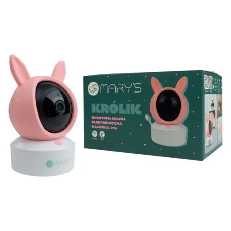 Lampki-nocne - różowa niania elektroniczna z kamerą obrotową i wyświetlaczem króliczek na prezent mw61500 interblue 