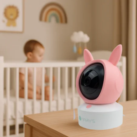 Lampki-nocne - różowa niania elektroniczna z kamerą obrotową i wyświetlaczem króliczek na prezent mw61500 interblue 