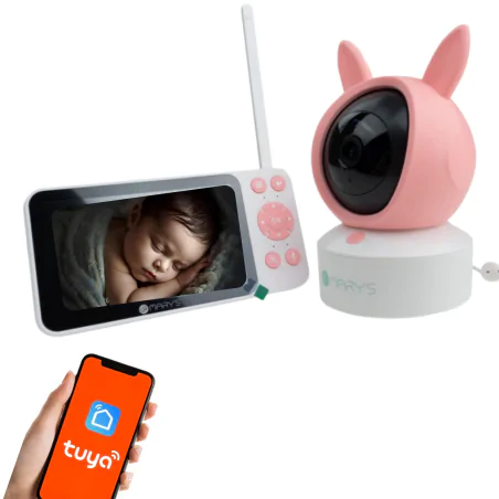 Lampki-nocne - różowa niania elektroniczna z kamerą obrotową i wyświetlaczem króliczek na prezent mw61500 interblue 