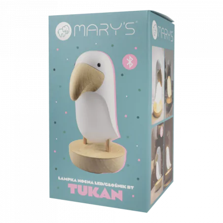 Oswietlenie-do-pokoju-dzieciecego - lampka nocna ptaszek led z głośnikiem bluetooth tukan interblue 