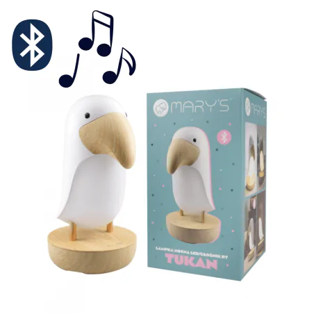 Oswietlenie-do-pokoju-dzieciecego - lampka nocna ptaszek led z głośnikiem bluetooth tukan interblue 