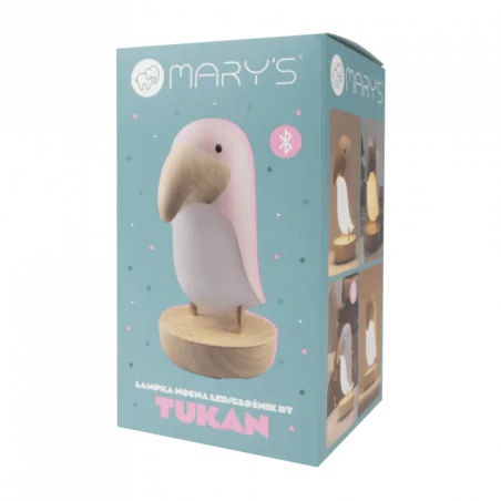 Oswietlenie-do-pokoju-dzieciecego - lampka nocna różowa led z głośnikiem bluetooth tukan interblue 