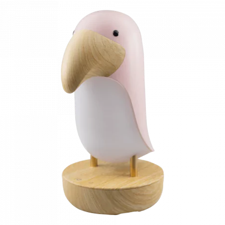 Oswietlenie-do-pokoju-dzieciecego - lampka nocna różowa led z głośnikiem bluetooth tukan interblue 