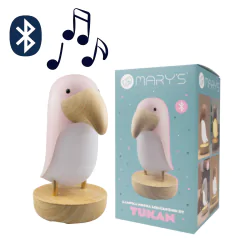 Oswietlenie-do-pokoju-dzieciecego - lampka nocna różowa led z głośnikiem bluetooth tukan interblue
