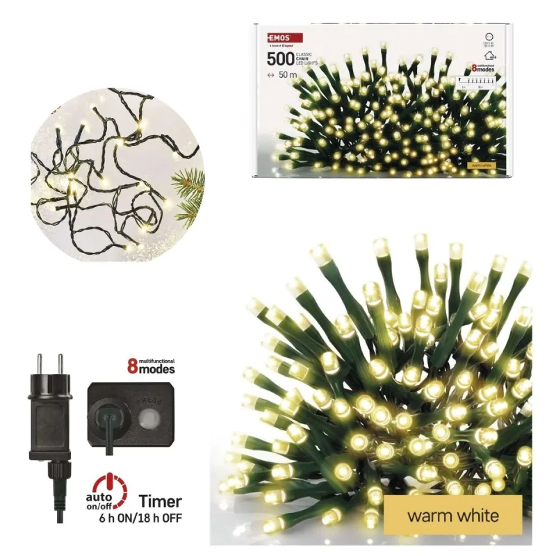 Oswietlenie-choinkowe - światełka choinkowe zewnętrzne lampki na choinkę z ciepłym światłem 500led 50m d4aw26 emos firmy EMOS 
