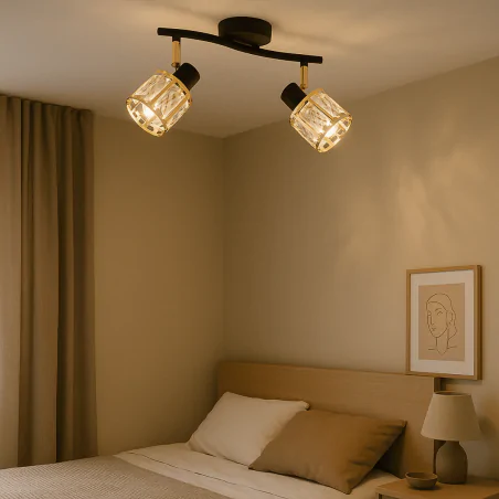 Lampy-sufitowe - oprawa ścienno-sufitowa podwójna lampa czarno-złota dunbar 04901 ideus 