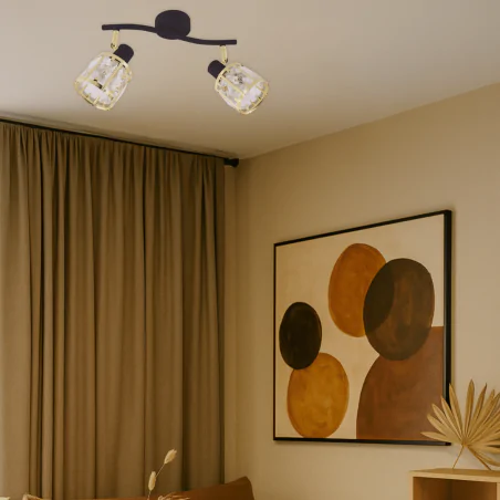 Lampy-sufitowe - oprawa ścienno-sufitowa podwójna lampa czarno-złota dunbar 04901 ideus 