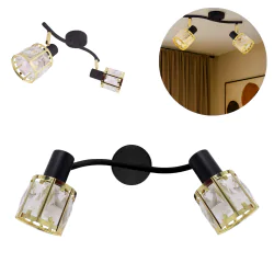 Lampy-sufitowe - oprawa ścienno-sufitowa podwójna lampa czarno-złota dunbar 04901 ideus