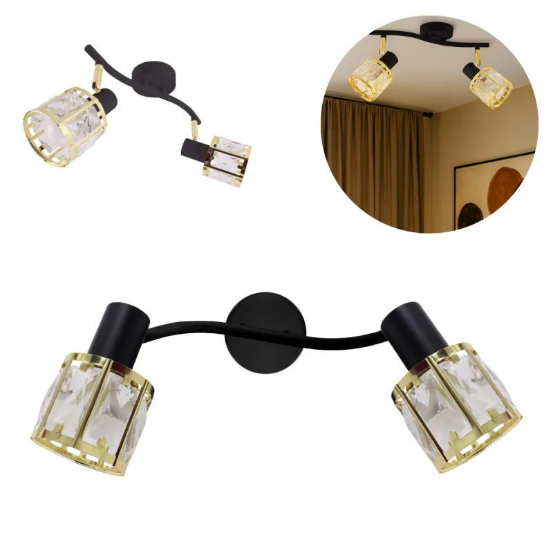 Lampy-sufitowe - oprawa ścienno-sufitowa podwójna lampa czarno-złota dunbar 04901 ideus firmy IDEUS - STRUHM 