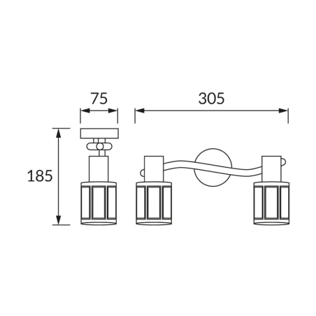 Lampy-sufitowe - oprawa ścienno-sufitowa podwójna lampa czarno-złota dunbar 04901 ideus 