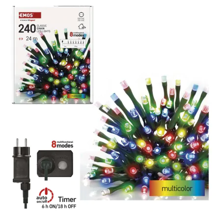 Oswietlenie-choinkowe - lampki choinkowe kolorowe światełka na choinkę zewnętrzne 240led 24m d4am25 emos 