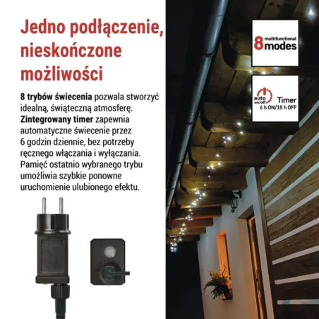 Oswietlenie-choinkowe - długie lampki led na choinkę o długości 50m z zimnym światłem 8 programów światełka na zewnątrz d4ac26 emos 