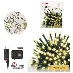 Oswietlenie-choinkowe - ciepłe światełka na choinkę lampki choinkowe świąteczne na zewnątrz 180led 18m d4aw24 emos