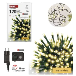 Oswietlenie-choinkowe - światełka na choinkę ciepłe światło led lampki choinkowe wodoodporne 120led 12m d4aw23 emos