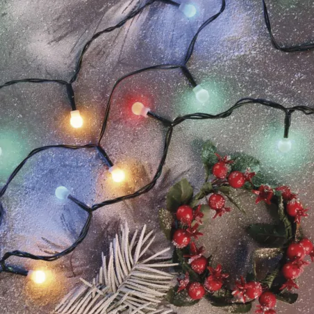 Oswietlenie-choinkowe - światełka choinkowe led 20m lampki kolorowe kulki na zewnątrz i do wewnątrz 200led 8 programów d5ac07 emos 