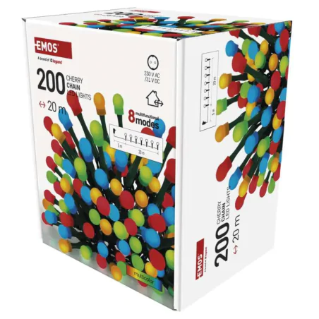 Oswietlenie-choinkowe - światełka choinkowe led 20m lampki kolorowe kulki na zewnątrz i do wewnątrz 200led 8 programów d5ac07 emos 