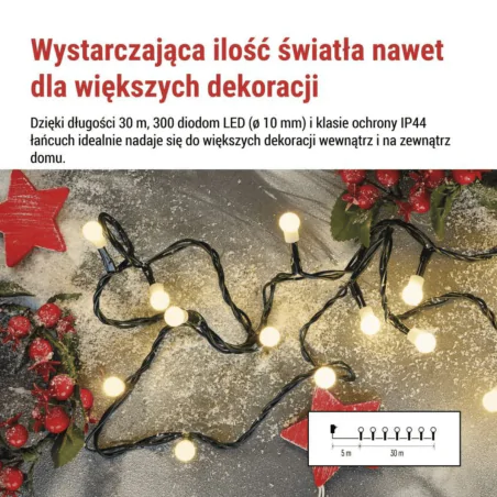Oswietlenie-choinkowe - lampki led na choinkę 30m kulki z ciepłym światłem 8 programów światełka na zewnątrz z timerem d5aw24 emos 