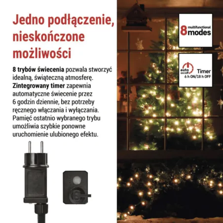 Oswietlenie-choinkowe - lampki led na choinkę 30m kulki z ciepłym światłem 8 programów światełka na zewnątrz z timerem d5aw24 emos 