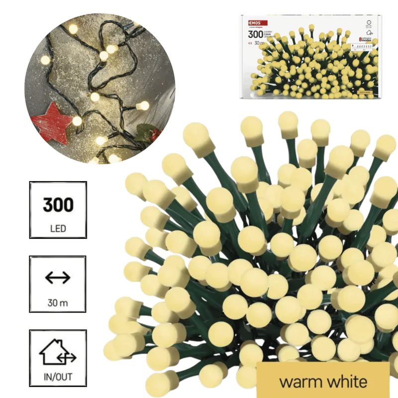 Oswietlenie-choinkowe - lampki led na choinkę 30m kulki z ciepłym światłem 8 programów światełka na zewnątrz z timerem d5aw24 emos firmy EMOS 