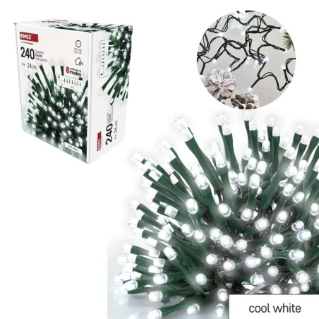 Oswietlenie-choinkowe - światełka choinkowe zimne światło 24m lampki na choinkę z timerem na zewnątrz 240led d4ac25 emos 