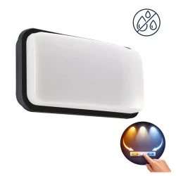 Kinkiety-zewnetrzne - oprawa hermetyczna zewnętrzna led w czarnej obudowie albin 14w 3 barwy ideus