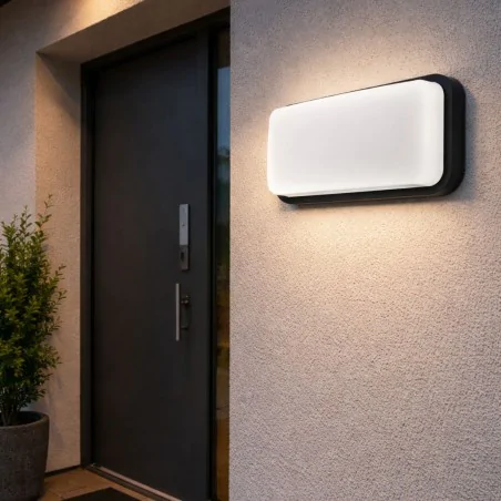 Kinkiety-zewnetrzne - lampa zewnętrzna led w czarnej obudowie albin 20w 3 barwy światła ip65 ideus 