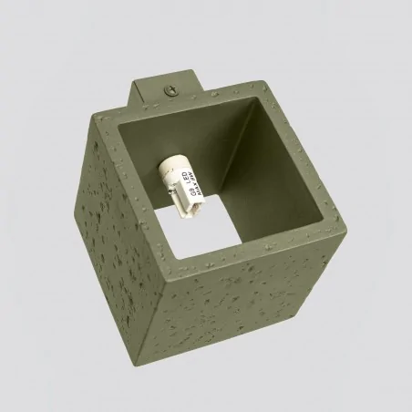 Kinkiety-do-salonu - kinkiet quad beton zielona oliwka oprawa kwadratowa betonowa g9 sl.1843 sollux 