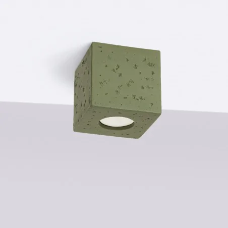 Oswietlenie-sufitowe - plafon kwadratowy betonowy quad lampa sufitowa beton zielona oliwka sl.1845 sollux 