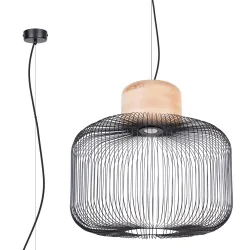 Lampy-sufitowe - lampa wisząca sufitowa ażurowa z drewnem modna gabbia 55 sl.1848 sollux