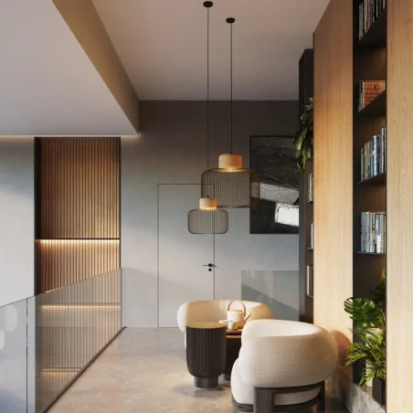 Lampy-sufitowe - lampa wisząca sufitowa ażurowa z drewnem modna gabbia 55 sl.1848 sollux 