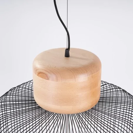 Lampy-sufitowe - lampa wisząca sufitowa ażurowa z drewnem modna gabbia 55 sl.1848 sollux 