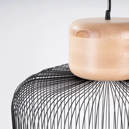 Lampy-sufitowe - lampa wisząca sufitowa ażurowa z drewnem modna gabbia 55 sl.1848 sollux 