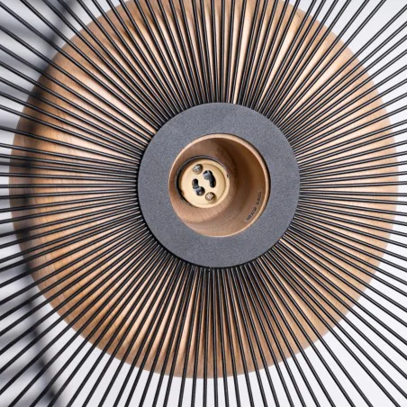 Lampy-sufitowe - lampa wisząca sufitowa ażurowa z drewnem modna gabbia 55 sl.1848 sollux 